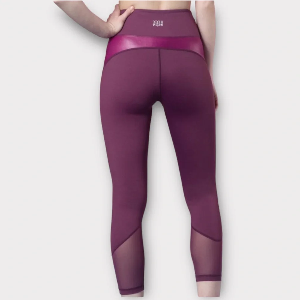 XXIV Active Womens Tempo Leggings XS 7/8 High Waisted Mesh Panels Gym Activewear